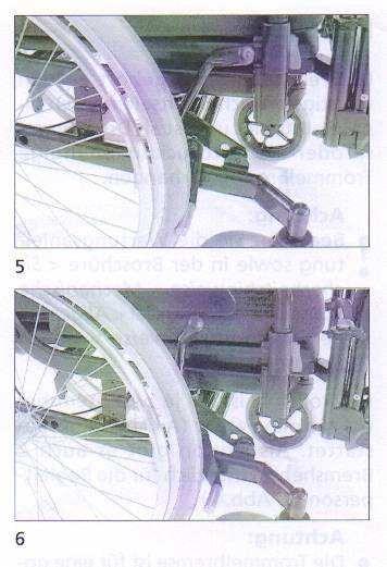 PROVOZNÍ BRZDA - Zatlačte obě brzdové páčky rovnoměrně jenom lehce dopředu, vozík tak postupně zabrzdíte. ARETAČNÍ BRZDA - Obě brzdové páčky zatlačte dopředu až na doraz (obr.5).