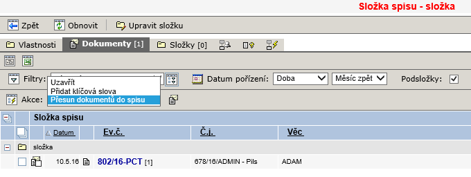 40. Spisovna / Skartační řízení - na záložce SŘ "Vyřazení" přidány filtry. (20664) Rozdílová příručka k ESS AthenA (build 2.1.90) - 05/2016 41.