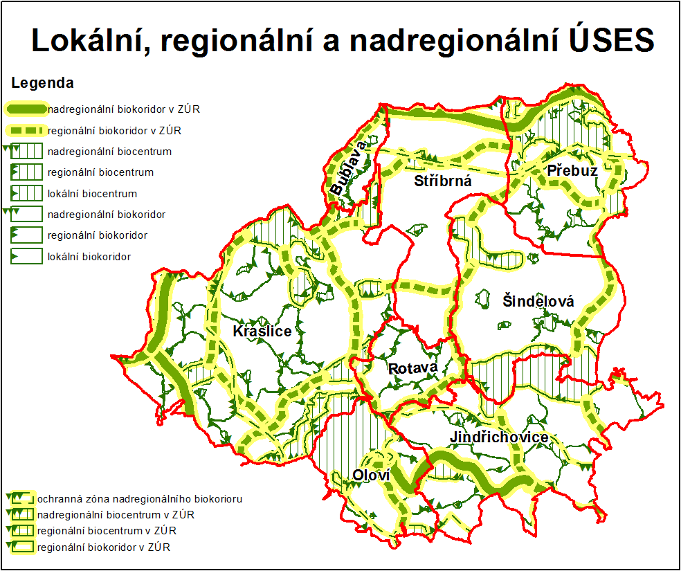 Lokální, regionální a nadregionální ÚSES obr. č. 23 