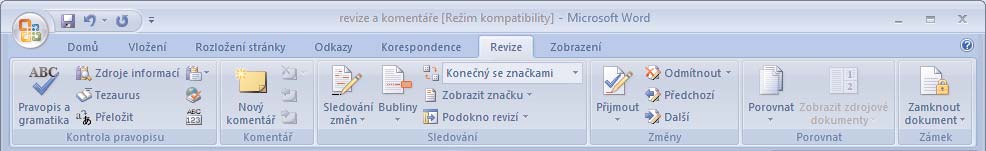 KAPITOLA 10 Revize a komentáře Pokud na vytvoření jakéhokoliv typu dokumentu spolupracuje více lidí (firemní propa gační materiály, společná seminární práce) nebo pokud někdo provádí korektury doku