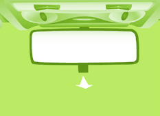 Zpětná zrcátka a okna 82 ZPĚTNÁ ZRCÁTKA Vnitřní zpětné zrcátko Páčka na spodním okraji zrcátka jej umožňuje nastavit do dvou poloh. Poloha pro den - zatlačte páčku od sebe.
