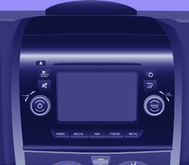 Konfigurace vozidla Toto tlačítko čelního panelu umožňuje vstoupit do nabídky Nastavení. Toto tlačítko na obrazovce umožňuje posun v nabídce směrem nahoru nebo zvýšení o jednu hodnotu.