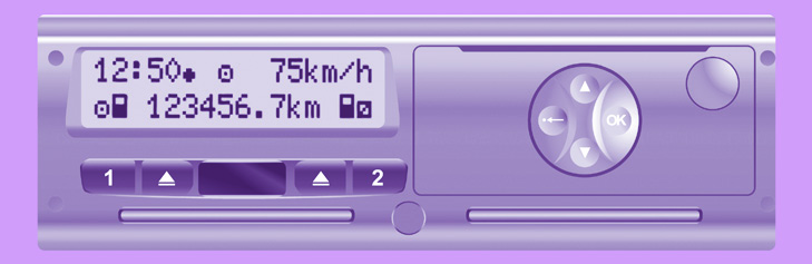 Údaje o vozidle 90 TACHOGRAF Je-li Vaše vozidlo vybaveno tachografem, umožňuje tento registrovat v paměti přístroje a na vložené kartě všechny údaje související s vozidlem.