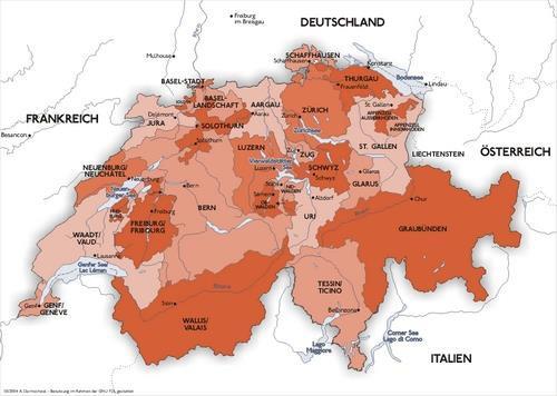 Graf 12: mapa švýcarských kantonů Zdroj: Kantony. Švýcarsko.kvalitně.cz. [online]. [cit. 2016-02-29]. Dostupné z: http://www.svycarsko.kvalitne.cz/kantony.html#aargau 1.