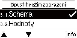 Režim zobrazení 3. - Režim zobrazení Menu 3. Režim zobrazení se použije k nastavení displeje regulátoru pro normální provoz.