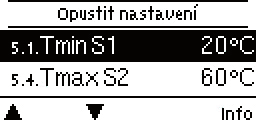 Nastavení 5. - Nastavení V menu 5. Nastavení.se provádějí nezbytná základní nastavení potřebná pro provoz regulátoru.