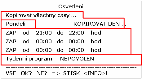 4.4.1 Týdenní program Zde můžete definovat individuální časový program pro každý den týdne pro všechna nakonfigurovaná zařízení. Můžete definovat až tři časová období pro každý den.