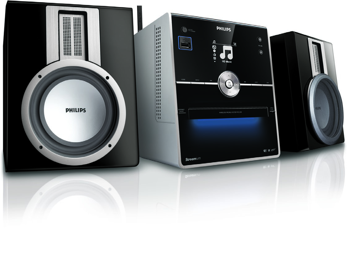 CZObsah balení Streamium mikro Hi-Fi systém MCi300H Philips Streamium Wireless Micro System MCi300 Quick start guide 1 Prepare 2 Connect 3 Enjoy Dálkový ovladač 2
