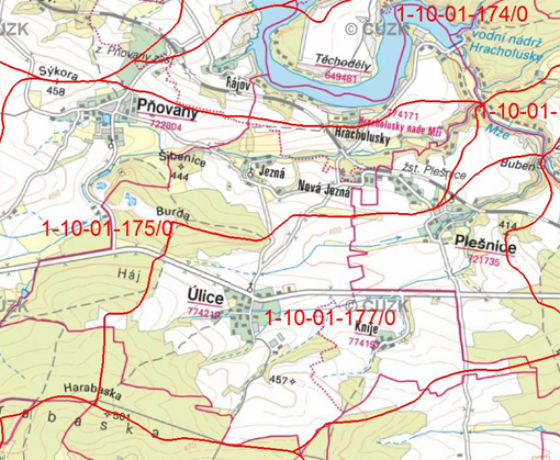 Povodí v území (zdroj: http://heis.vuv.cz/data/webmap/isapi.dll?