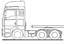 885 1305 16420-29820 16000-32300 1810 1810 Tahač: MAN TGA 26.480 6x2/4 BLS Návěs: Nooteboom MCO-48-03V/L Užitečná hmotnost: 32,14 t Tahač: MAN TGA 26.