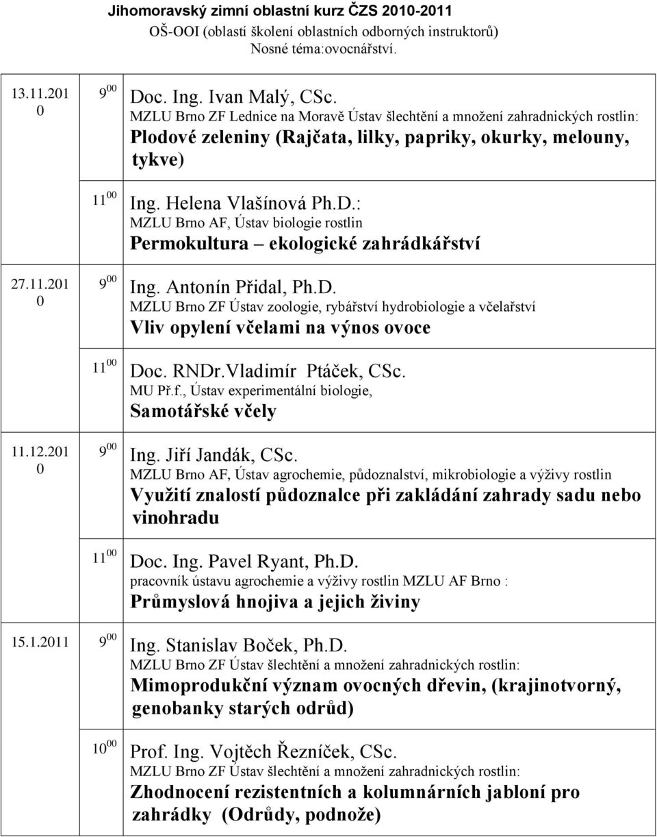 : MZLU Brno AF, Ústav biologie rostlin Permokultura ekologické zahrádkářství 27.11.21 9 Ing. Antonín Přidal, Ph.D.