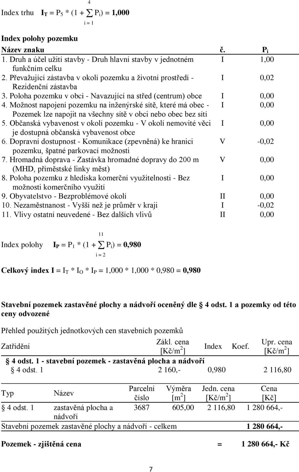 Možnost napojení pozemku na inženýrské sítě, které má obec - I 0,00 Pozemek lze napojit na všechny sítě v obci nebo obec bez sítí 5.