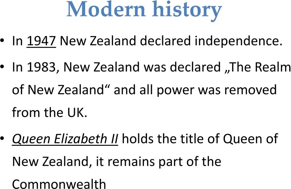 all power was removed from the UK.