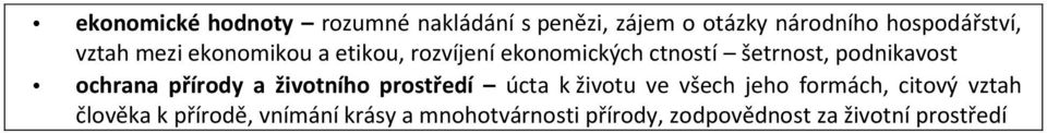 ochrana přírody a životního prostředí úcta k životu ve všech jeho formách, citový vztah