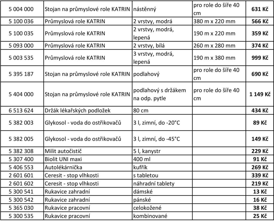 role do šíře 40 cm 690 Kč 5 404 000 Stojan na průmyslové role podlahový s držákem na odp.