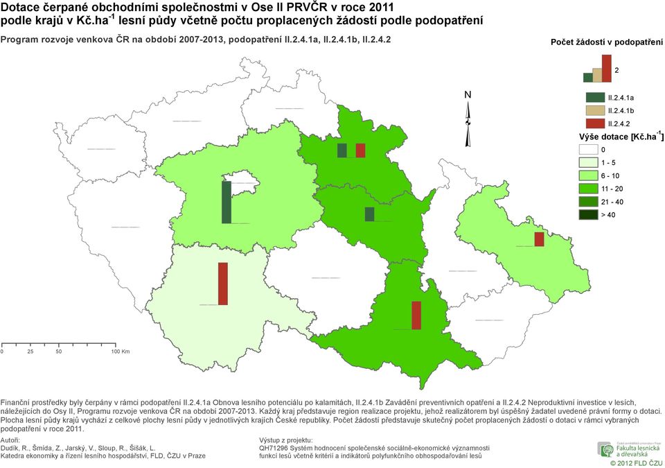 ha -1 ] 1-5 6-1 11-2 21-4 > 4 25 5 1 Km náležejících do Osy II, Programu rozvoje venkova ČR na období 27-213.