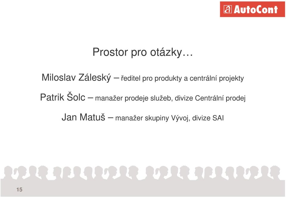 manažer prodeje služeb, divize Centrální