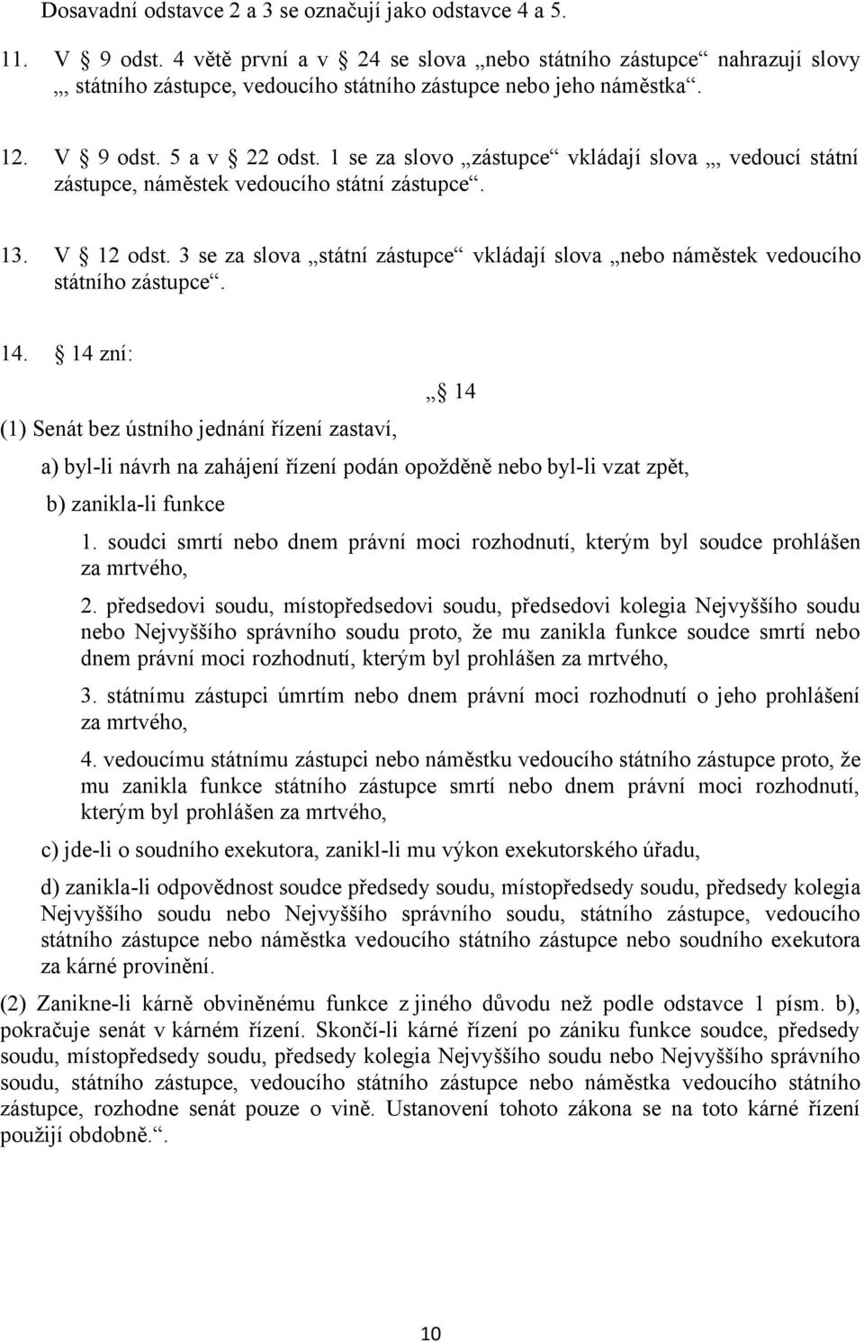 1 se za slovo zástupce vkládají slova, vedoucí státní zástupce, náměstek vedoucího státní zástupce. 13. V 12 odst.