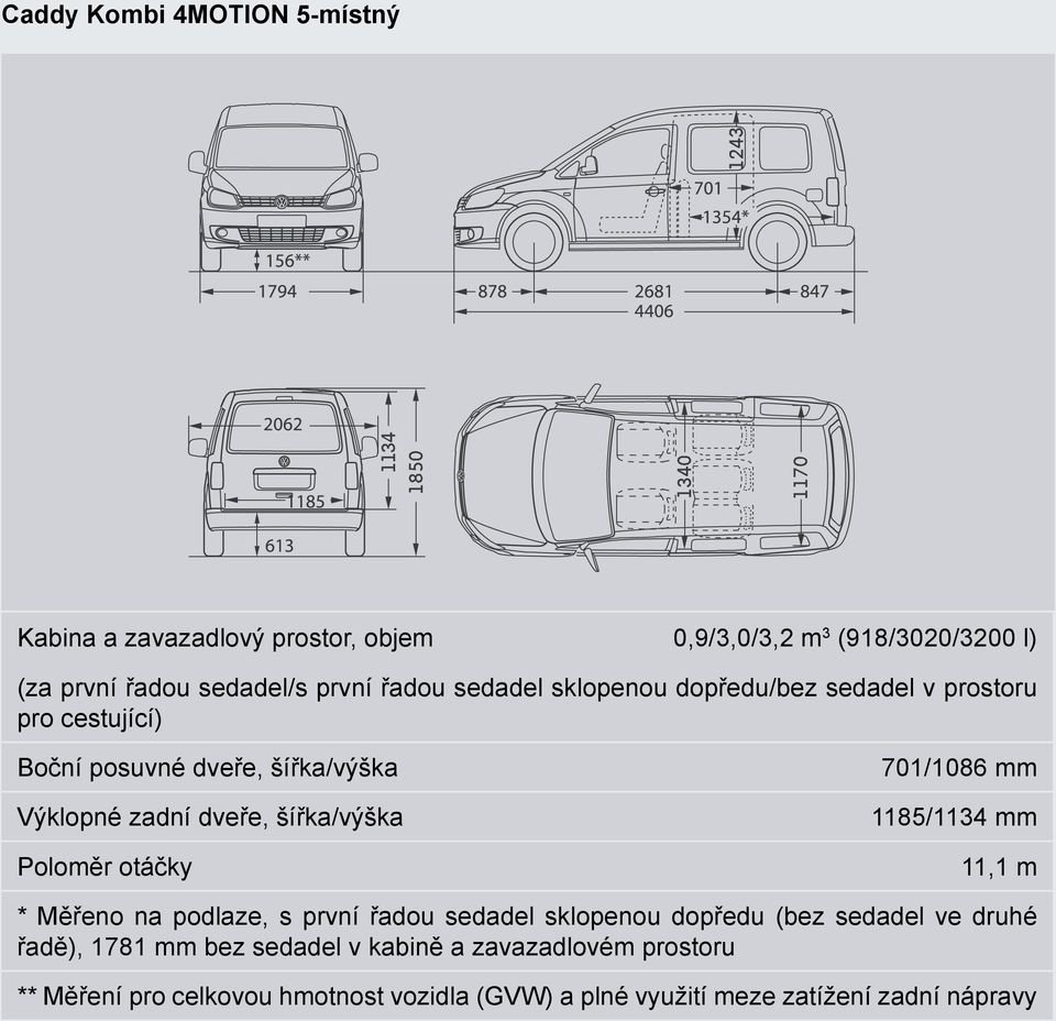 řadou sedadel sklopenou dopředu/bez sedadel v prostoru pro