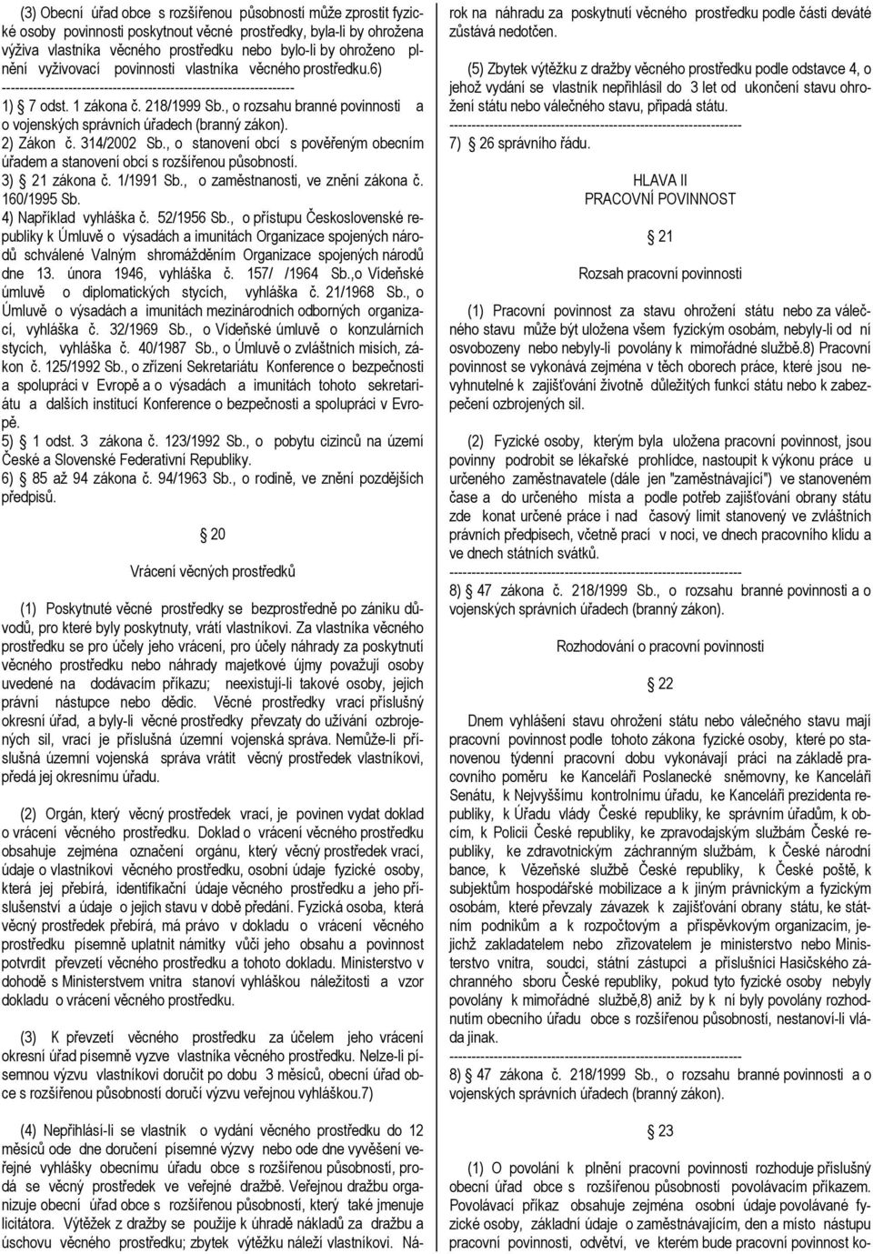 , o stanovení obcí s pověřeným obecním úřadem a stanovení obcí s rozšířenou působností. 3) 21 zákona č. 1/1991 Sb., o zaměstnanosti, ve znění zákona č. 160/1995 Sb. 4) Například vyhláška č.