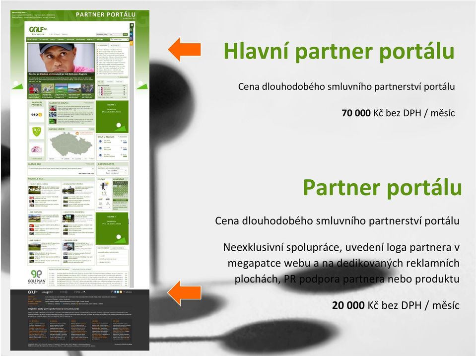 Neexklusivní spolupráce, uvedení loga partnera v megapatce gp webu a na