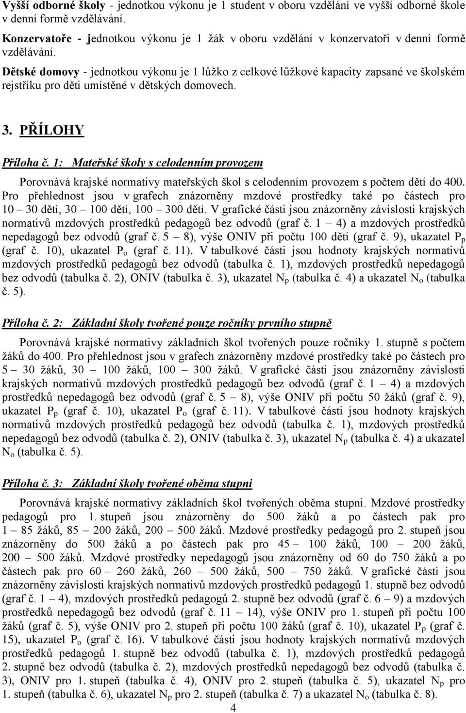 Dětské domovy - jednotkou výkonu je 1 lůžko z celkové lůžkové kapacity zapsané ve školském rejstříku pro děti umístěné v dětských domovech. 3. PŘÍLOHY Příloha č.