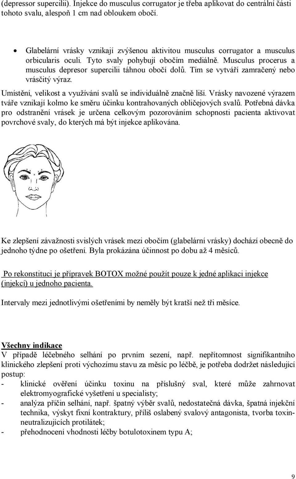 Tím se vytváří zamračený nebo vrásčitý výraz. Umístění, velikost a využívání svalů se individuálně značně liší.