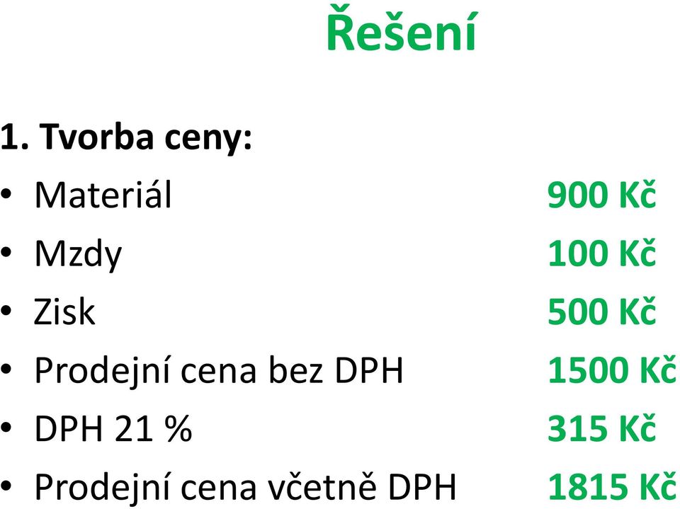 Prodejní cena bez DPH DPH 21 %