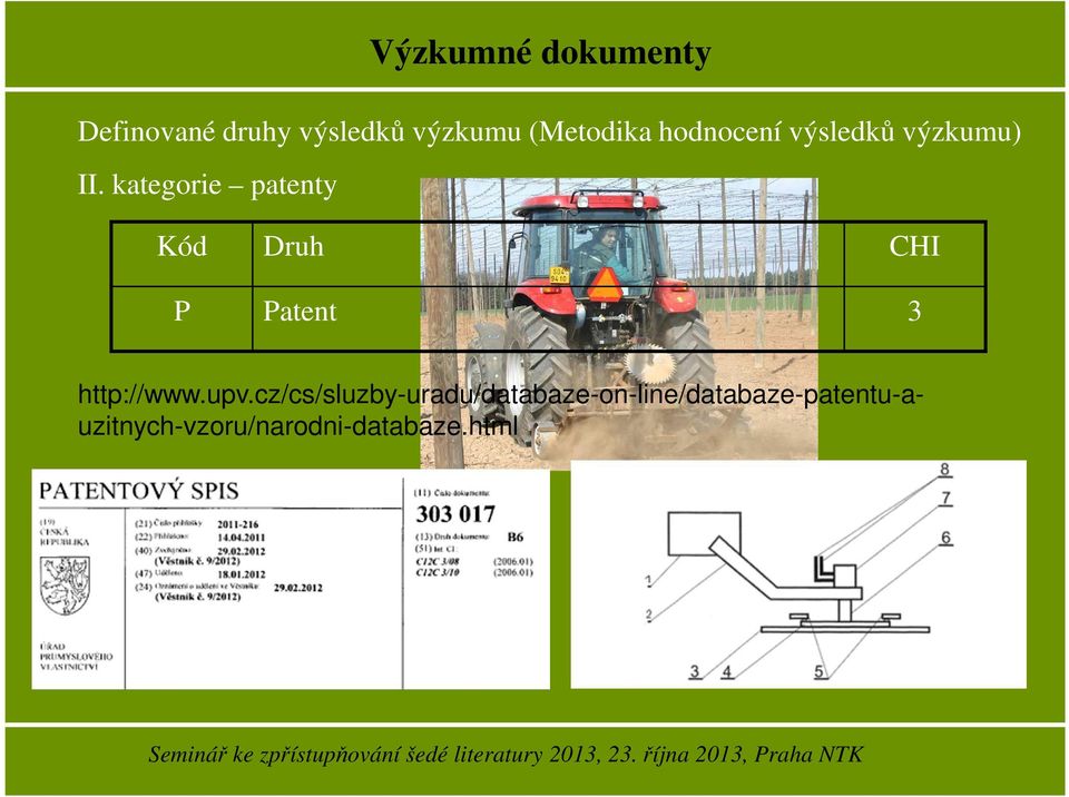 kategorie patenty Kód Druh CHI P Patent 3 http://www.