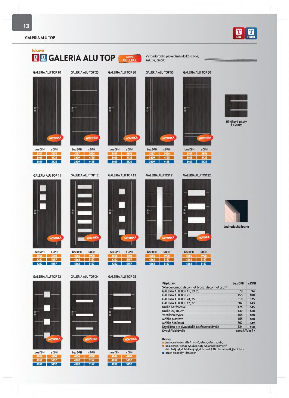 Jednoduchá hrana GALERIA ALU TOP 23 GALERIA ALU TOP 24 GALERIA ALU TOP 25 bezdph Skla decormat, decormat bronz, decormat grafit GALERIA ALU TOP 11,13,23 78 94 GALERIA ALU TOP 21 155 188 GALERI A ALU