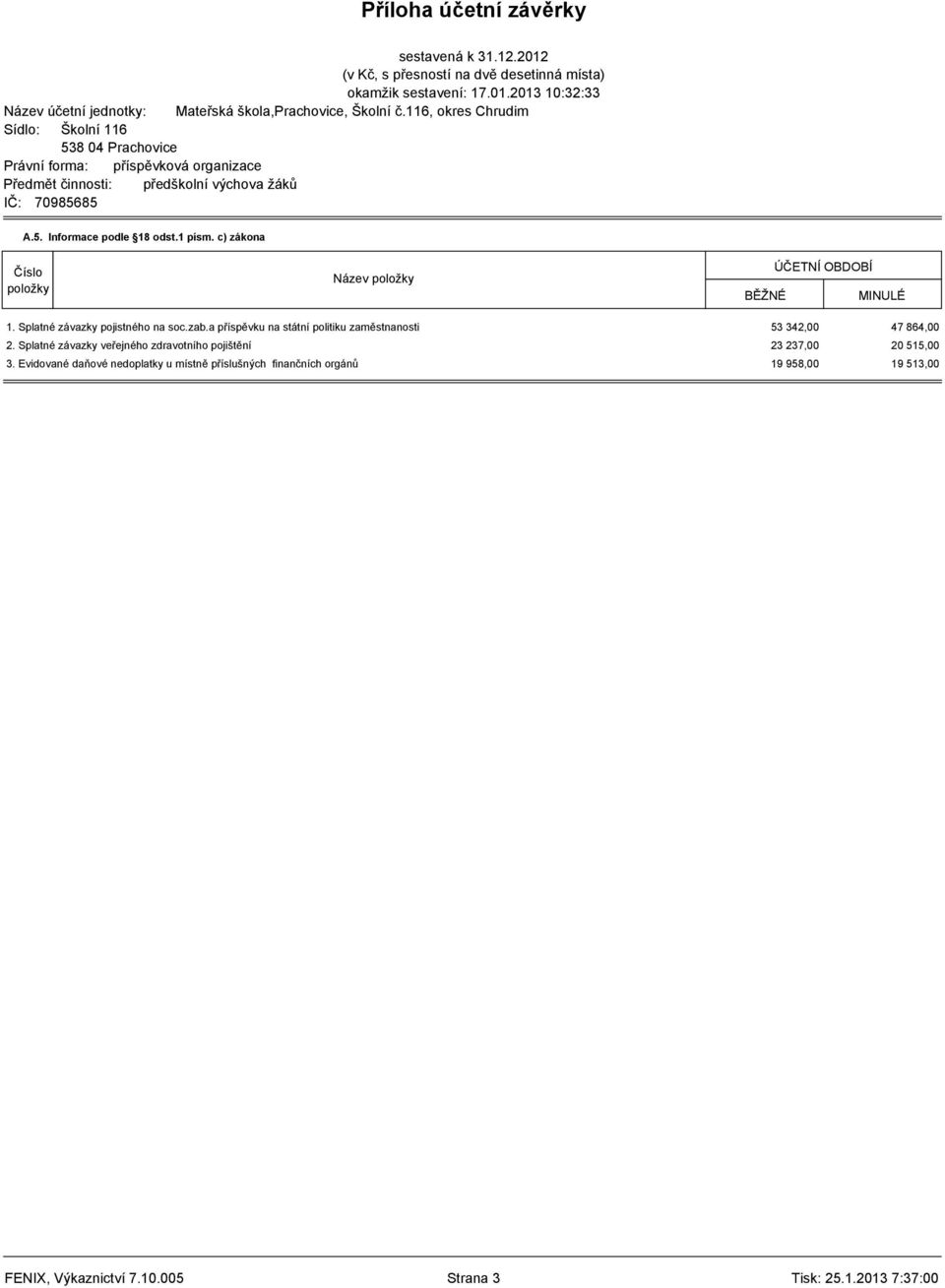 Splatné závazky veřejného zdravotního pojištění 23 237,00 20 515,00 3.