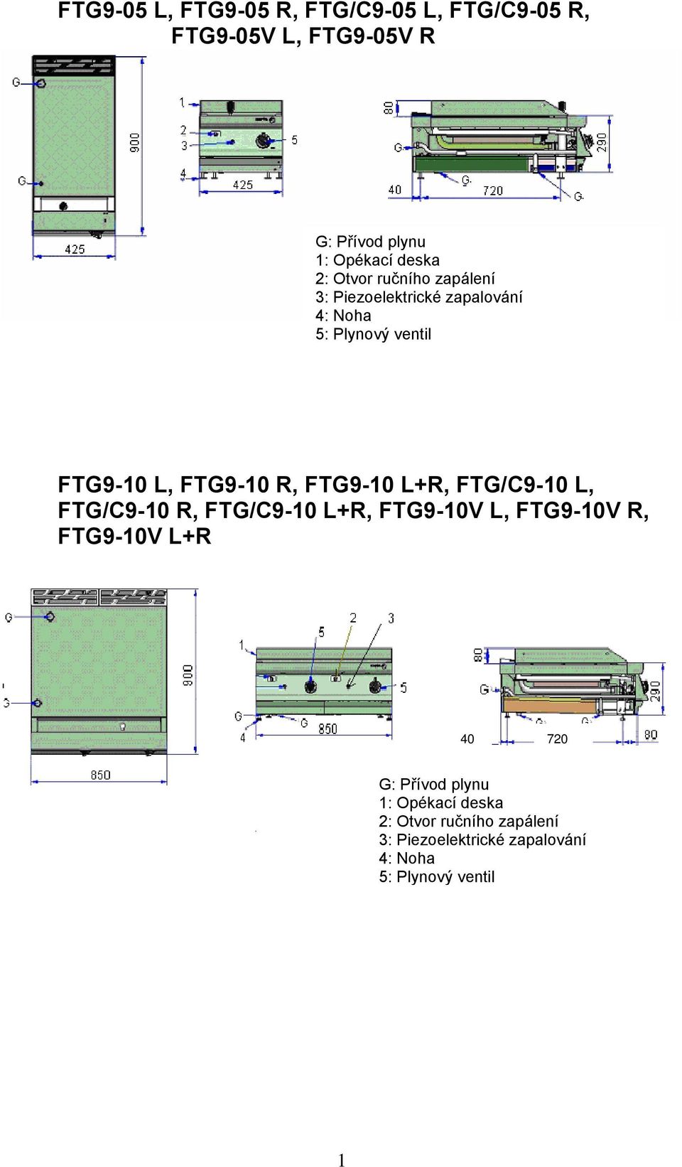 FTG9-10 L+R, FTG/C9-10 L, FTG/C9-10 R, FTG/C9-10 L+R, FTG9-10V L, FTG9-10V R, FTG9-10V L+R 40 720 G: