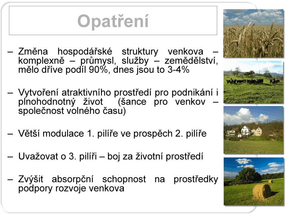 (šance pro venkov společnost volného času) Větší modulace 1. pilíře ve prospěch 2.