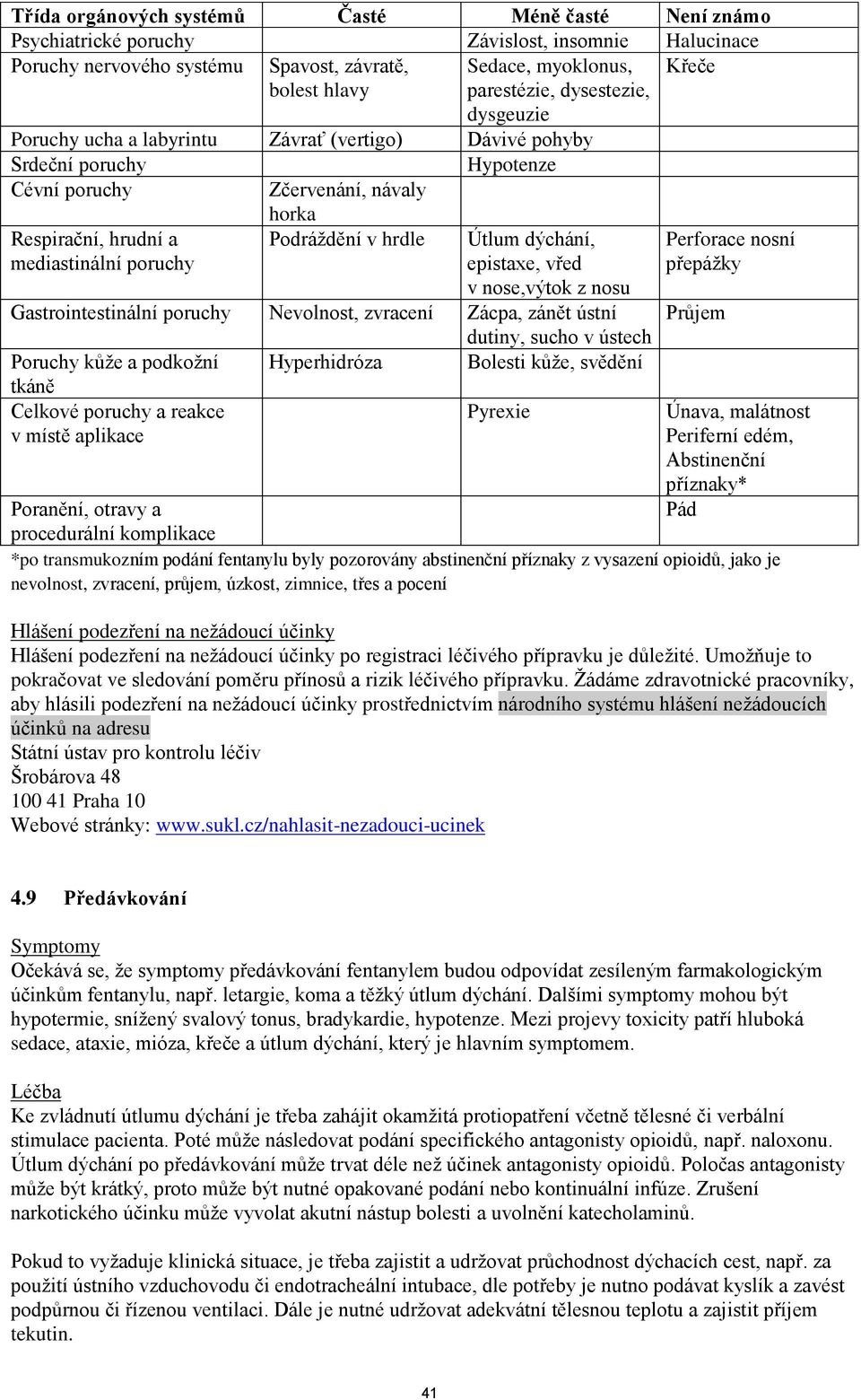 hrdle Útlum dýchání, epistaxe, vřed v nose,výtok z nosu Gastrointestinální poruchy Nevolnost, zvracení Zácpa, zánět ústní dutiny, sucho v ústech Poruchy kůže a podkožní Hyperhidróza Bolesti kůže,