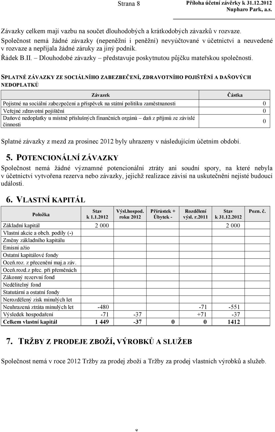 Dlouhodobé závazky představuje poskytnutou půjčku mateřskou společností.