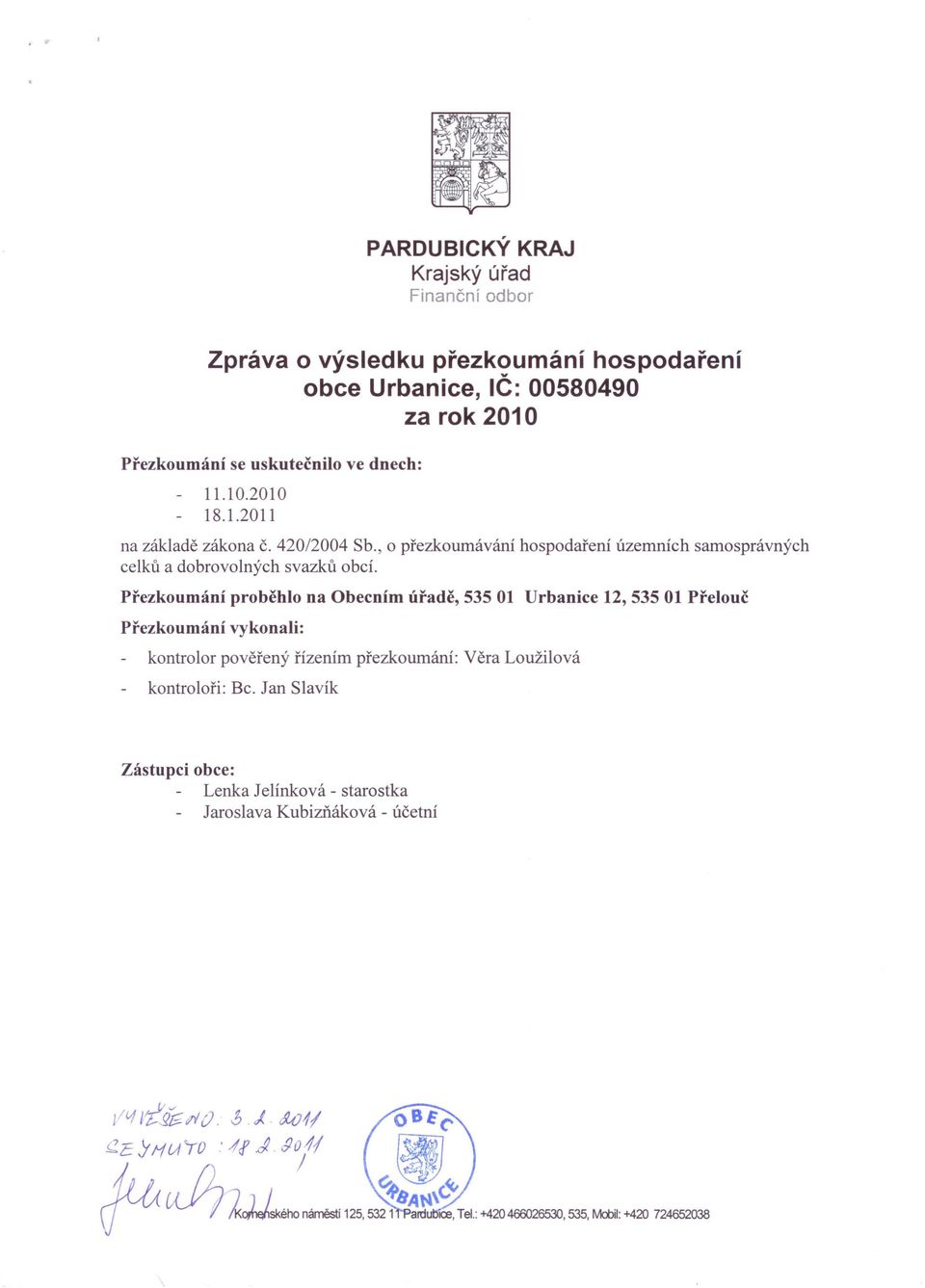 , o přezkoumávání hospodaření územních samosprávných celků a dobrovolných svazků obcí.