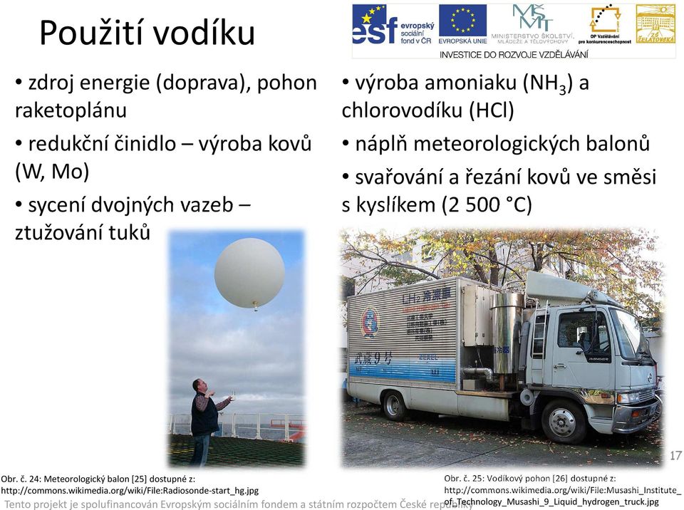 Obr. č. 24: Meteorologický balon [25] dostupné z: http://commons.wikimedia.org/wiki/file:radiosonde-start_hg.jpg 17 Obr. č. 25: Vodíkový pohon [26] dostupné z: http://commons.