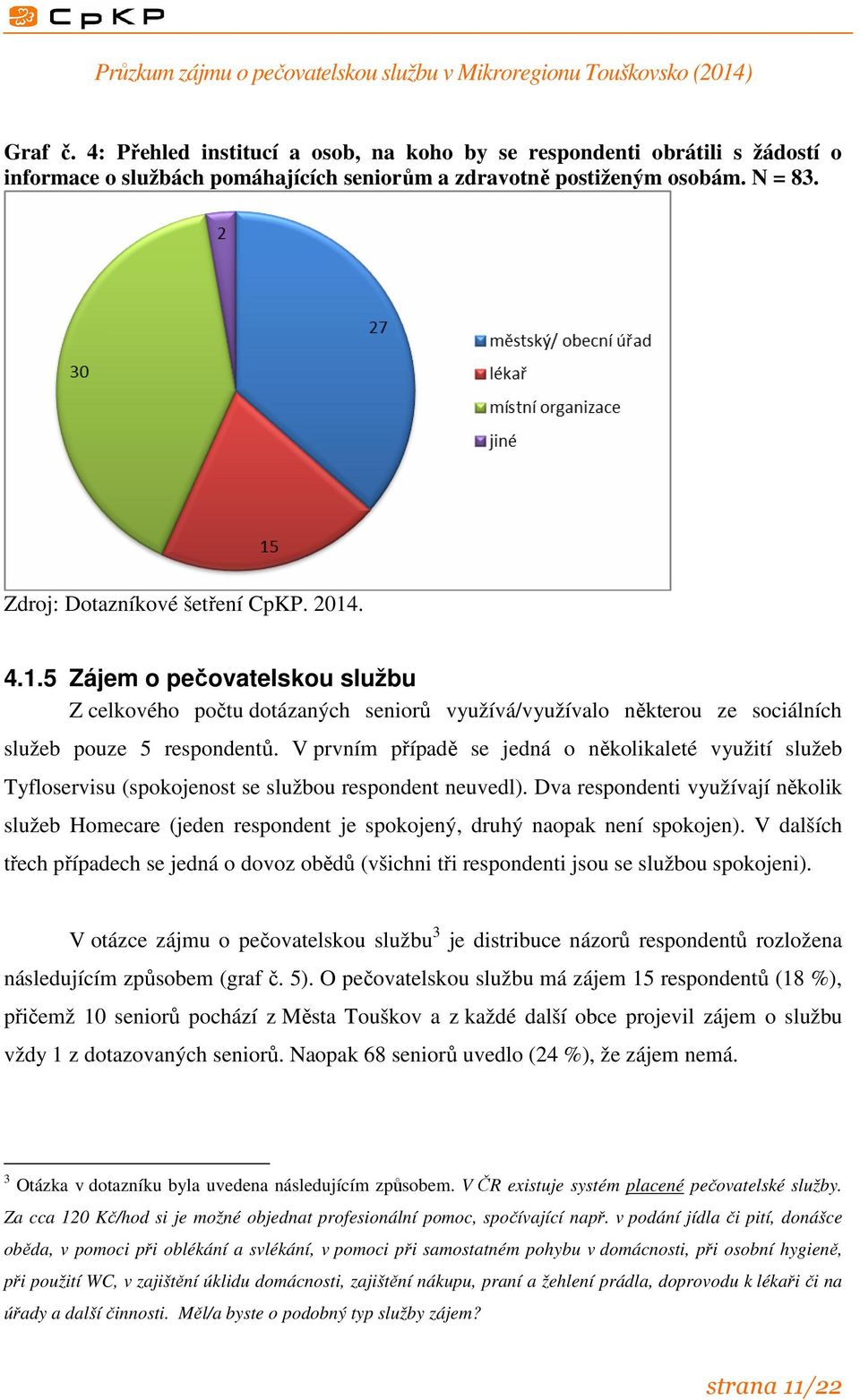 V prvním případě se jedná o několikaleté využití služeb Tyfloservisu (spokojenost se službou respondent neuvedl).