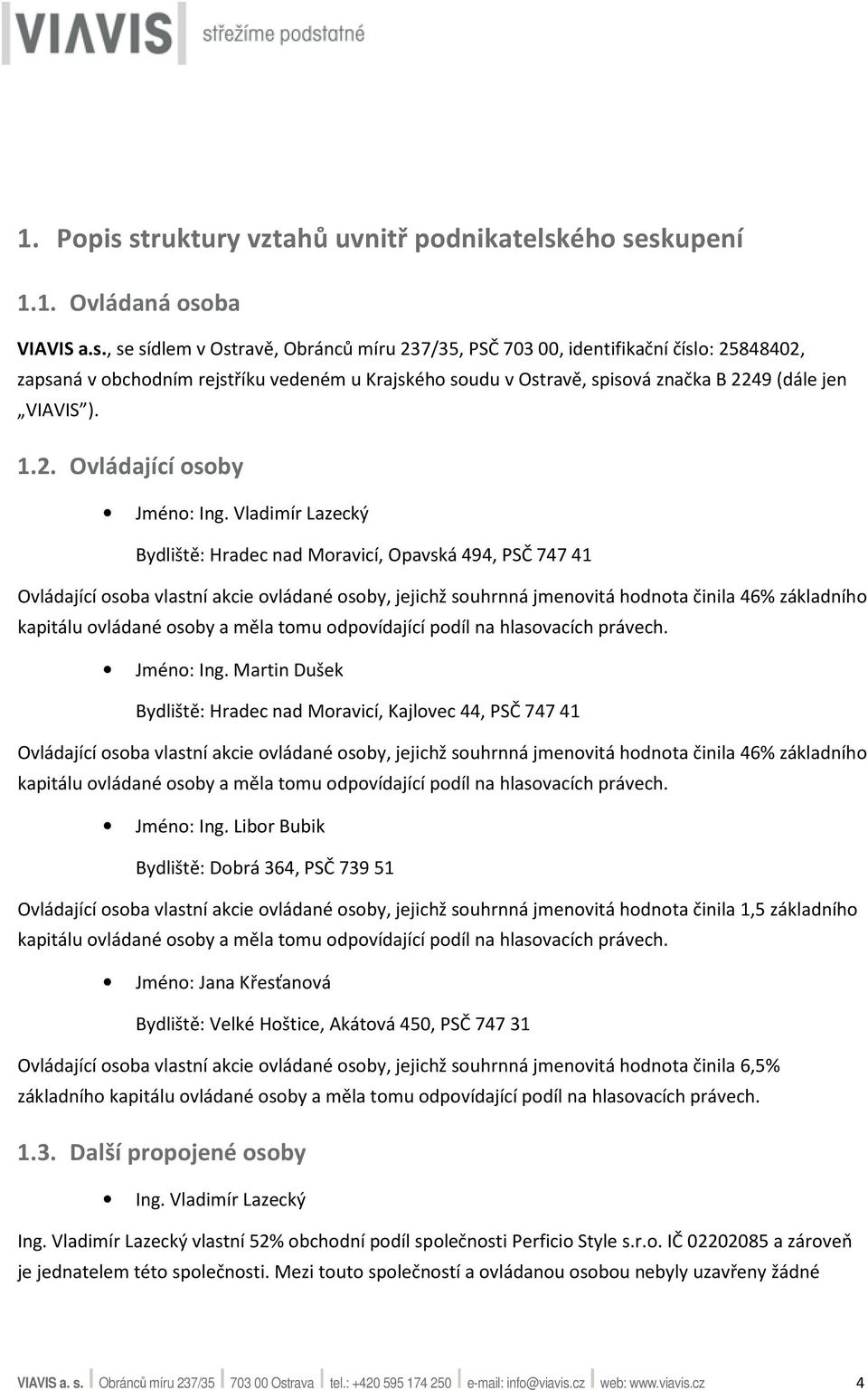 1.2. Ovládající osoby Jméno: Ing.