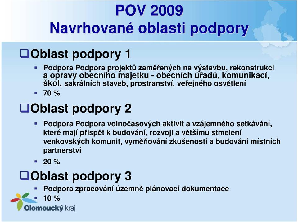 Podpora Podpora volnočasových aktivit a vzájemného setkávání, které mají přispět k budování, rozvoji a většímu stmelení