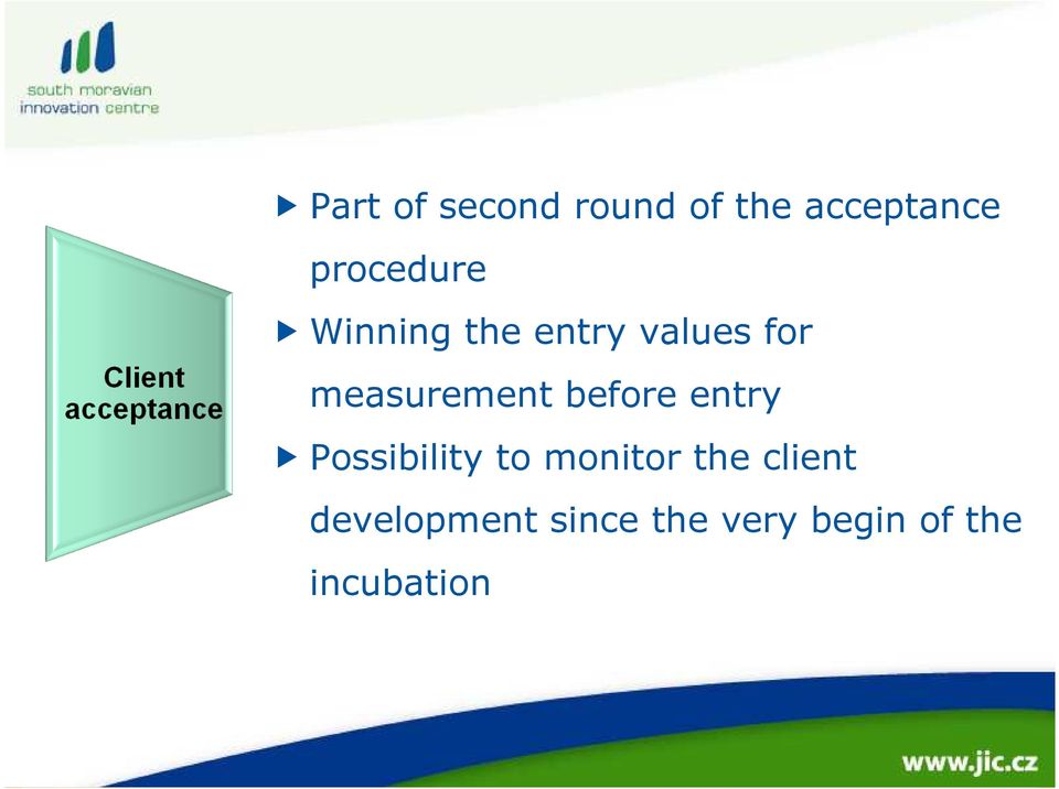 measurement before entry Possibility to