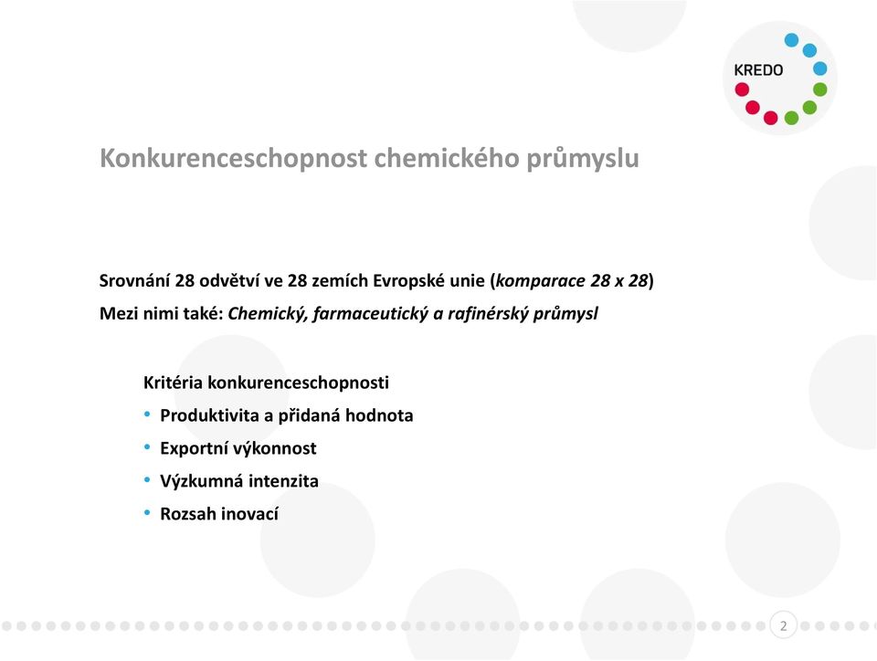 farmaceutický a rafinérský průmysl Kritéria konkurenceschopnosti