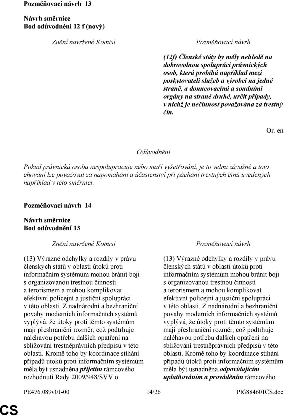 Pokud právnická osoba nespolupracuje nebo maří vyšetřování, je to velmi závažné a toto chování lze považovat za napomáhání a účastenství při páchání trestných činů uvedených například v této směrnici.