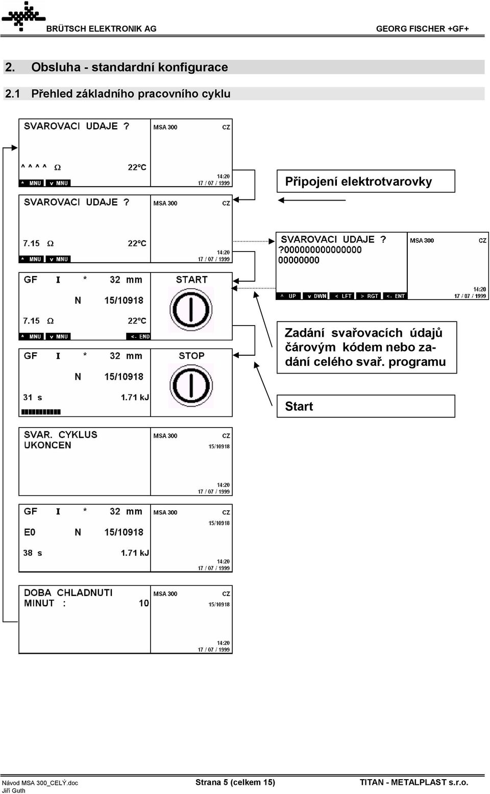 elektrotvarovky Zadání svařovacích údajů čárovým kódem nebo