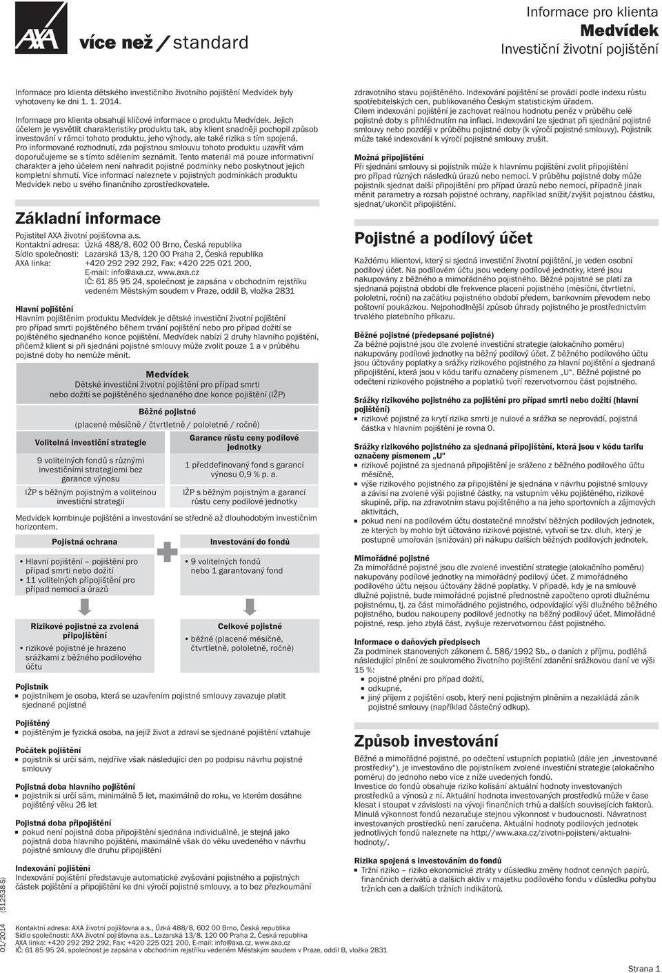 Jejich účelem je vysvětlit charakteristiky produktu tak, aby klient snadněji pochopil způsob investování v rámci tohoto produktu, jeho výhody, ale také rizika s tím spojená.