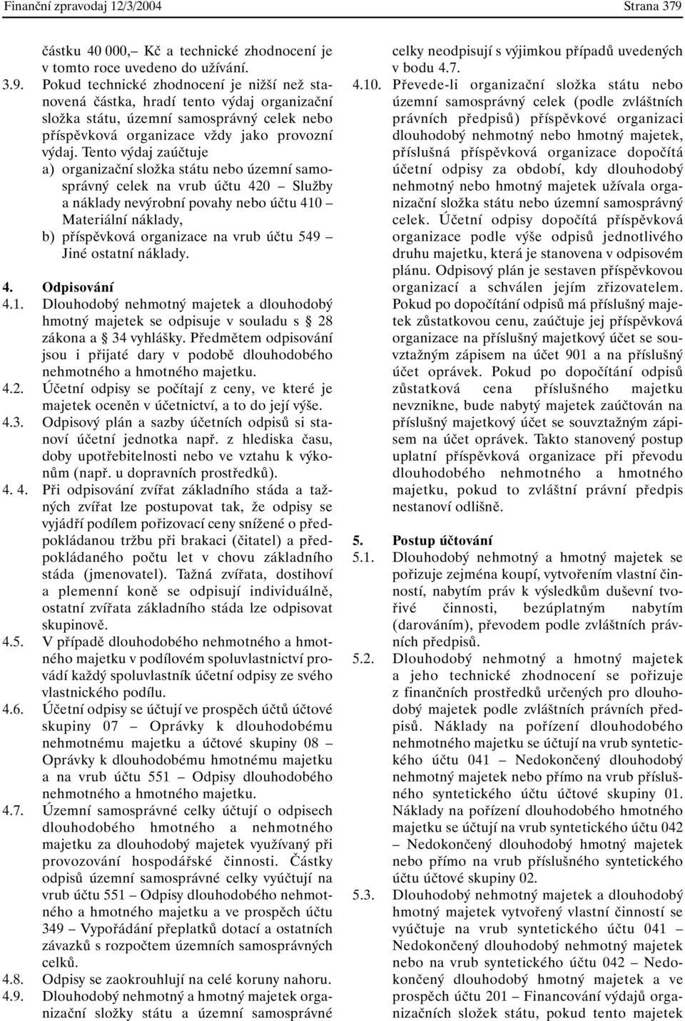 účtu 549 Jiné ostatní náklady. 4. Odpisování 4.1. Dlouhodobý nehmotný majetek a dlouhodobý hmotný majetek se odpisuje v souladu s 28 zákona a 34 vyhlášky.