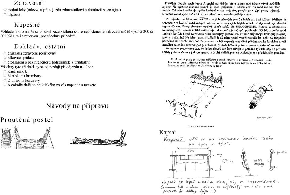 Doklady, ostatní průkazka zdravotní pojišťovny očkovací průkaz prohlášení o bezinfekčnosti (odstřihněte z přihlášky) Všechny tyto tři doklady