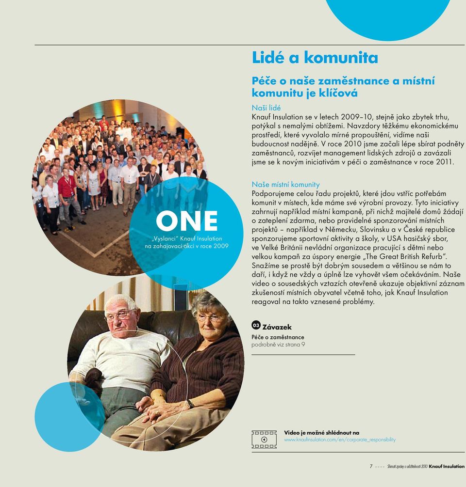V roce 2010 jsme začali lépe sbírat podněty zaměstnanců, rozvíjet management lidských zdrojů a zavázali jsme se k novým iniciativám v péči o zaměstnance v roce 2011.