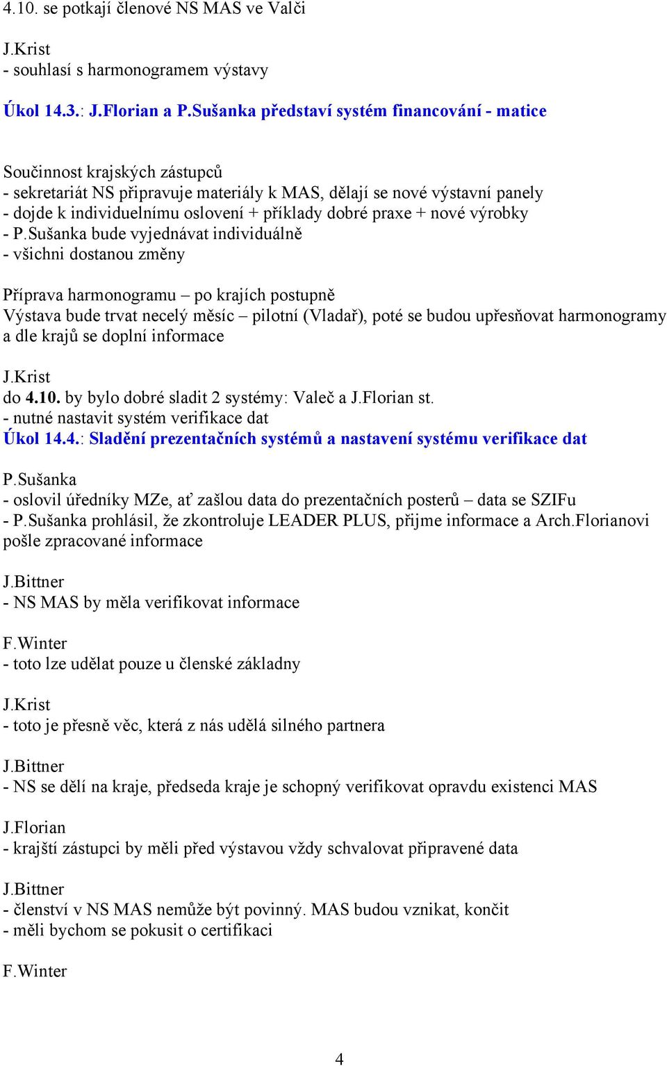 dobré praxe + nové výrobky - bude vyjednávat individuálně - všichni dostanou změny Příprava harmonogramu po krajích postupně Výstava bude trvat necelý měsíc pilotní (Vladař), poté se budou upřesňovat