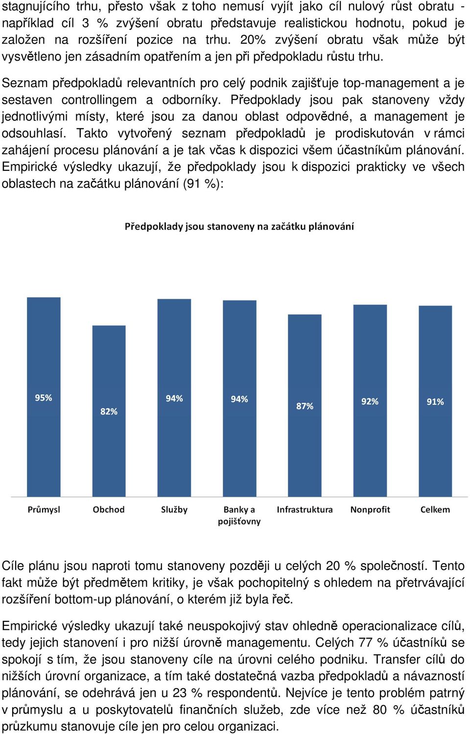 Seznam předpokladů relevantních pro celý podnik zajišťuje top-management a je sestaven controllingem a odborníky.